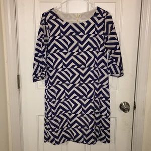 Navy blue and white dress